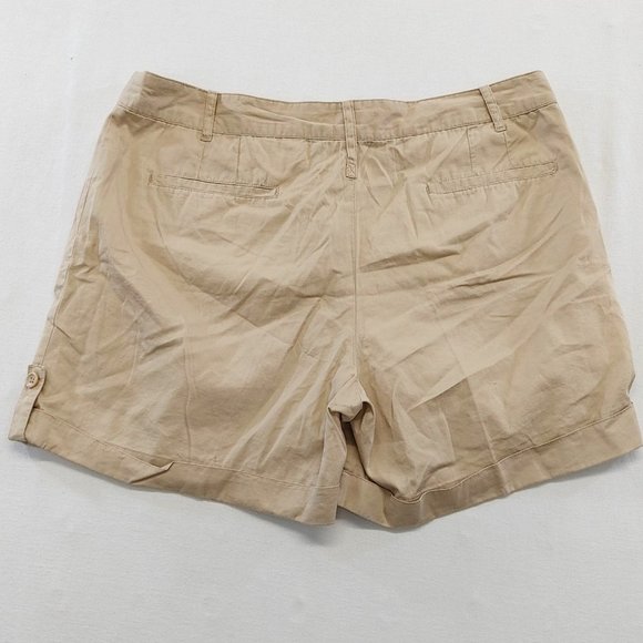 Beechers Brook Women's Beige Cuffed Shorts Size 14 Flat Front High Rise Cotton - Picture 3 of 3